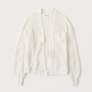 White Puff Fleeces Cardigan